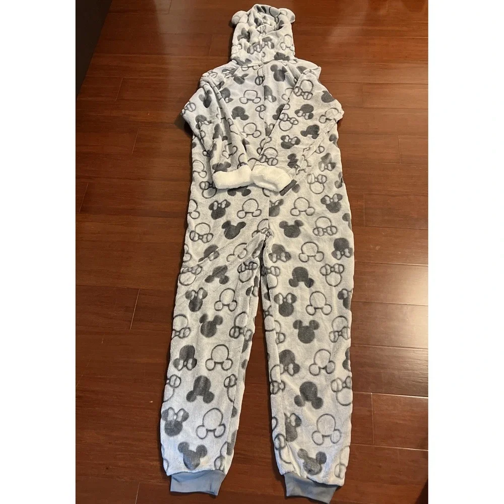 Disney Mickey and Minnie Mouse One Piece Hoodie Pajama Set Women SIZE Large - Picture 3 of 16